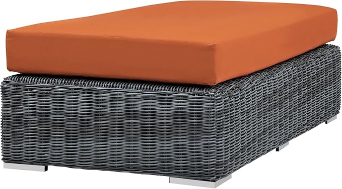 Modway Summon Wicker Rattan Outdoor Patio Sunbrella® Fabric Rectangle Ottoman - Image 5