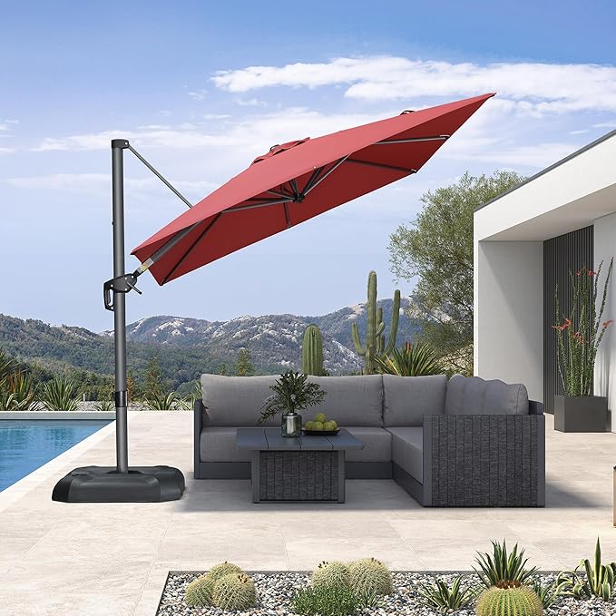 PURPLE LEAF 8 Feet Patio Umbrella Outdoor Cantilever Square Umbrella Aluminum by PURPLELEAF