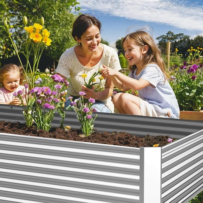 FRIZIONE 4pcs 6x3ft Galvanized Raised Garden Bed Outdoor, Above Ground Garden - Image 4