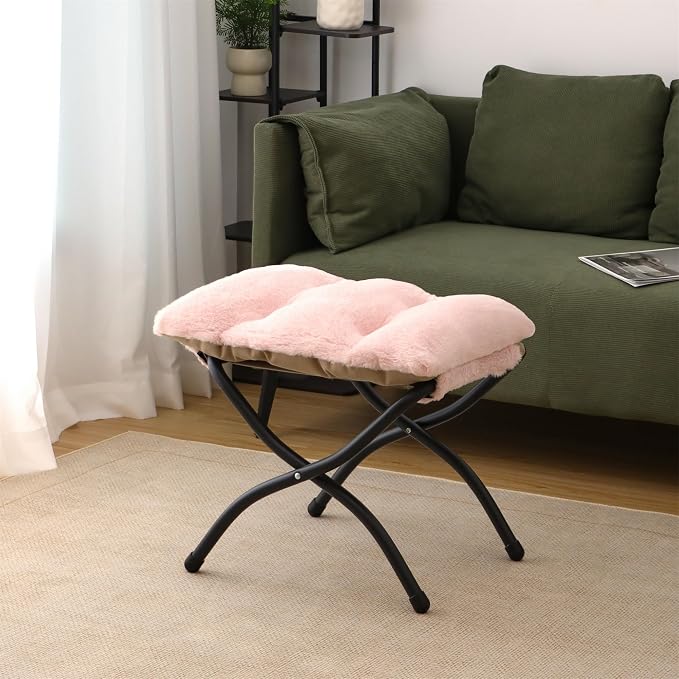 15" Folding Ottoman, Foldable Footrest Stool, Portable Small Foot Stool - Image 2