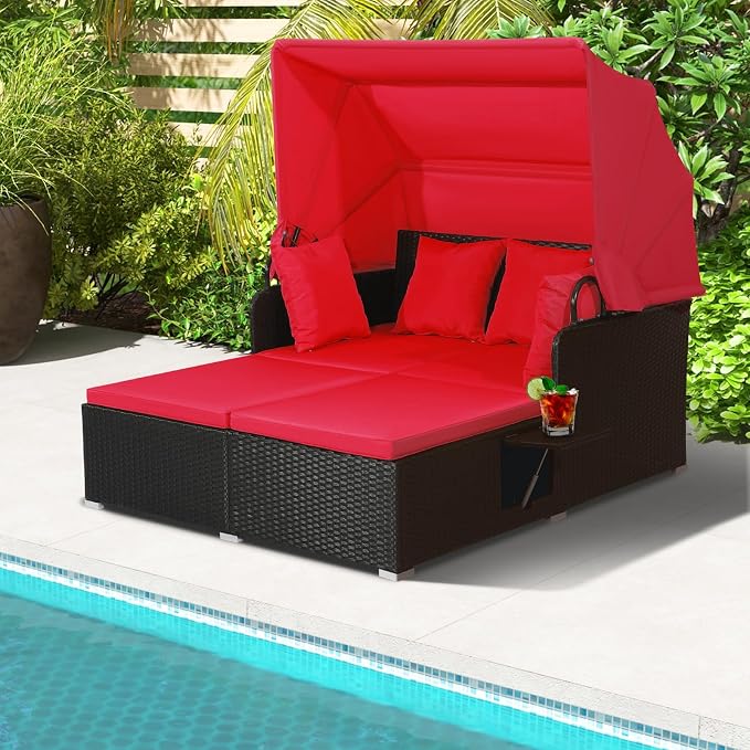 ORALNER Outdoor Daybed, 2-Person Wicker Patio Sofa - Image 2