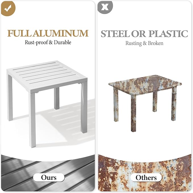 Crestlive Products Aluminum Outdoor Side Table, Pool Lounge Chair Side Table - Image 5