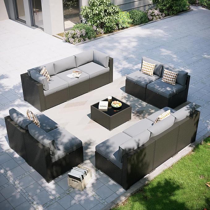 Aoxun Patio Furniture Set, 11 Piece Outdoor Sectional Sofas by Aoxun