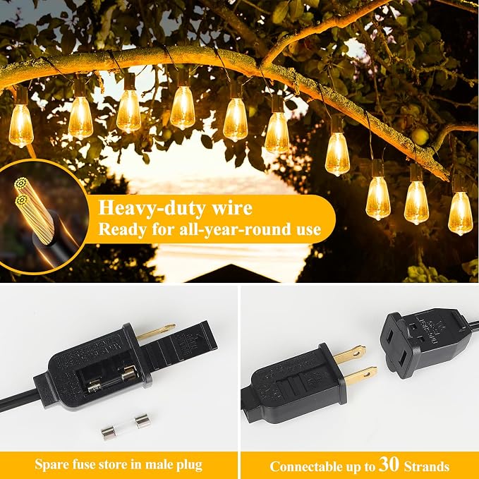 Brightever LED Outdoor String Lights 50FT Patio Lights - Image 6