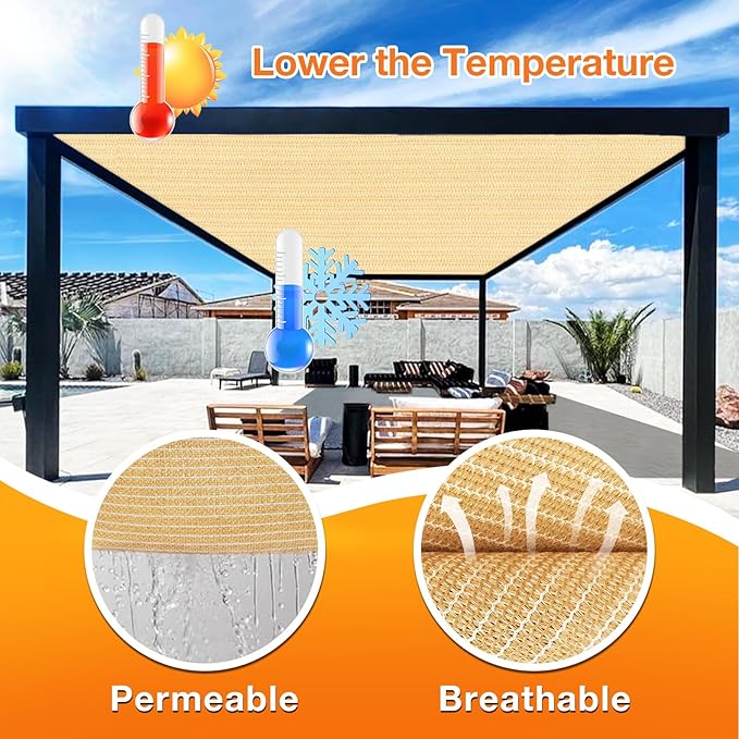 Artpuch Outdoor Pergola Shade Cover 10' X 12' Sun Shade Cloth - Image 4