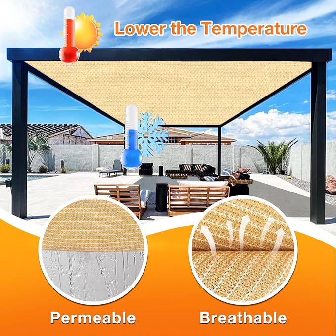 Artpuch Outdoor Pergola Shade Cover 16' X 16' Sun Shade Cloth - Image 4