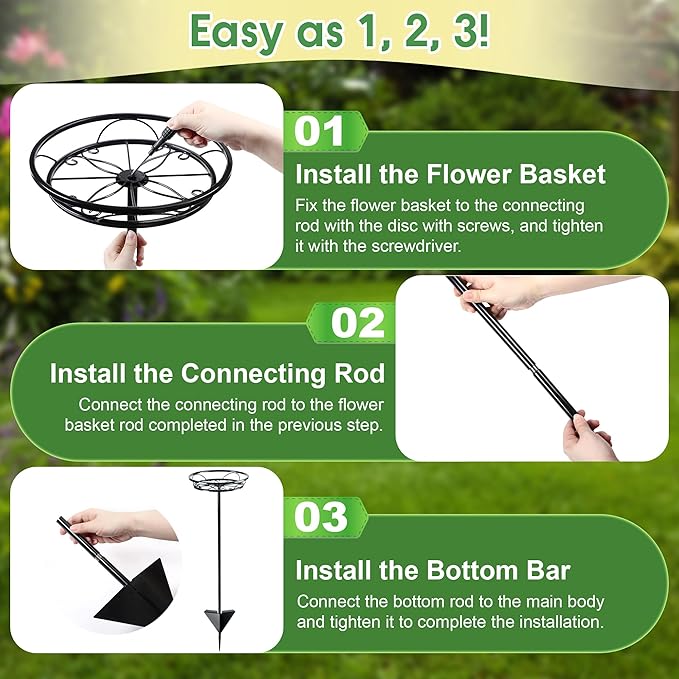 Tellingyou 3 Pack Adjustable Outdoor Flower Pot Stand, Metal Outdoor Plant - Image 6