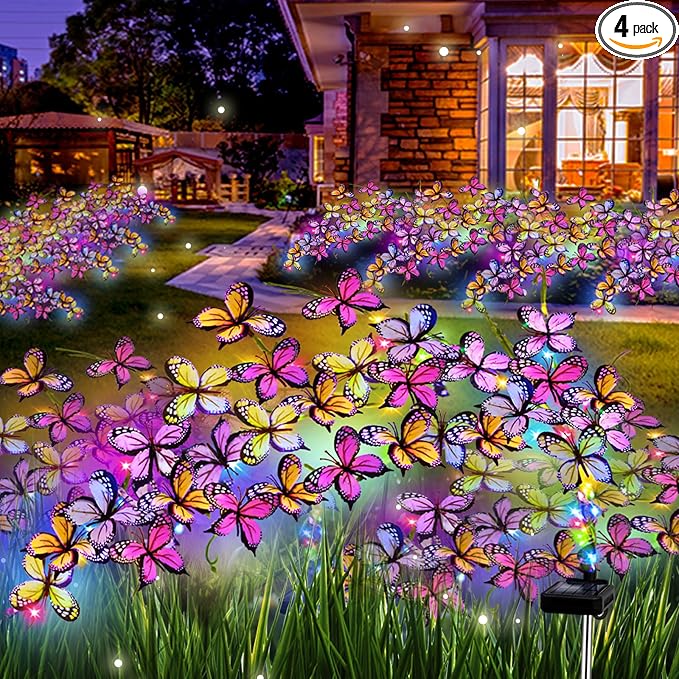 Solar Garden Lights Outdoor, Waterproof Solar Butterfly Lights 4 Pack Willow by MRHEPHAESTUS