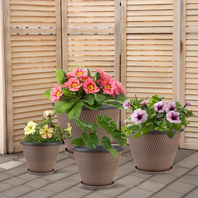 12 inch Pots for Plants, 4 Pack Large Outdoor Planter Pot - Image 5