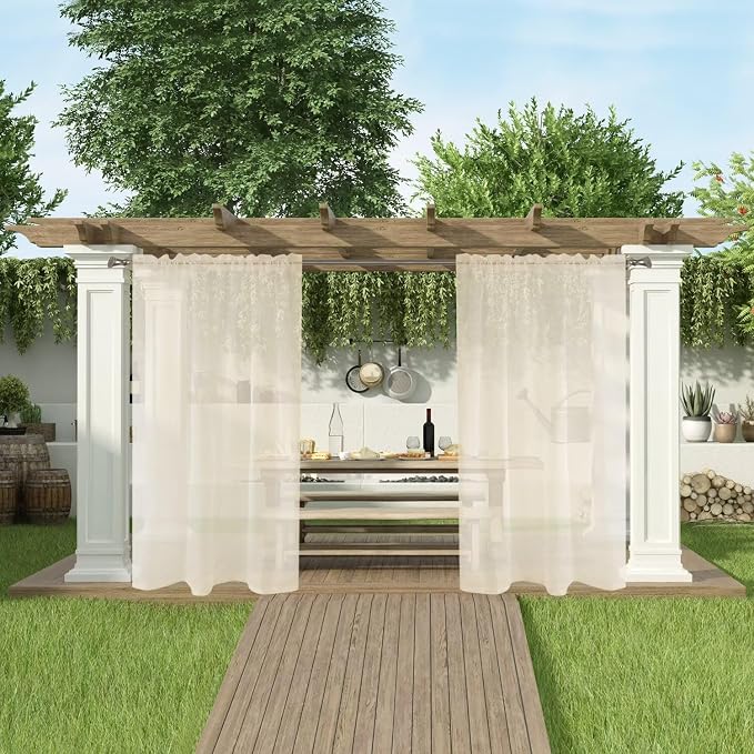 SpaceDresser Waterproof Outdoor Sheer Curtains - Image 5