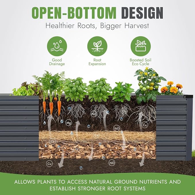 INNO STAGE 8x3x2ft Galvanized Raised Garden Bed, Raised Garden Bed Kit-Metal - Image 5