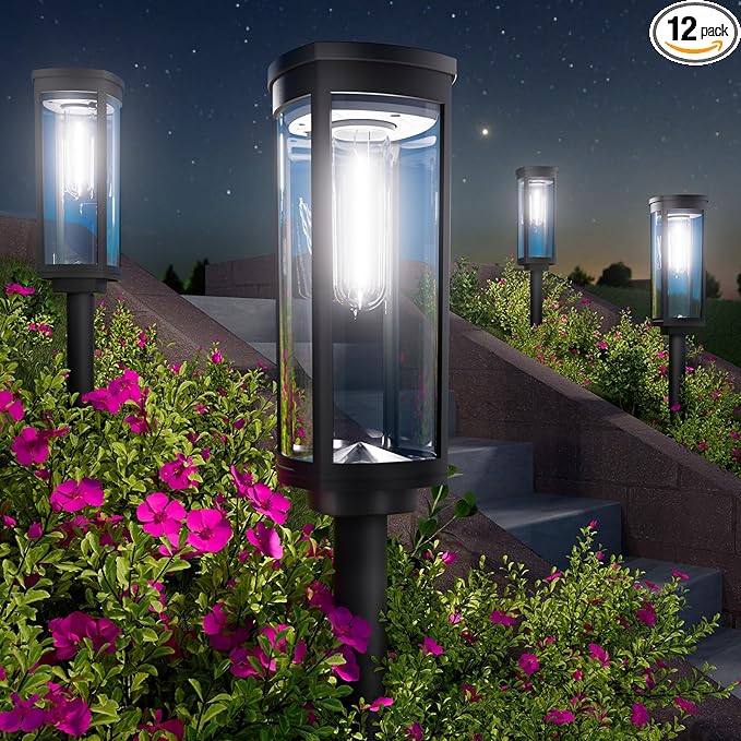 Bright Solar Pathway Lights, 12 Pack Solar Garden Lights Outdoor Waterproof IP65 by BITPOTT