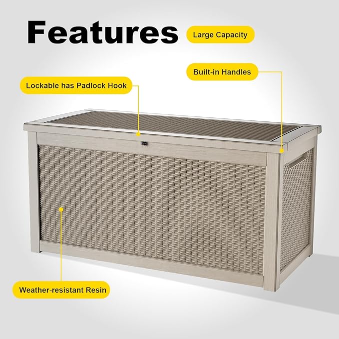320 Gallon Outdoor Deck Box, Lockable Waterproof Outdoor Storage Boxes - Image 5
