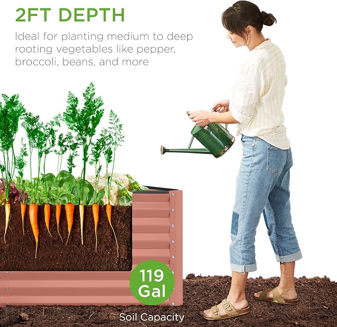 Best Choice Products 4x2x2ft Outdoor Metal Raised Garden Bed, Deep Root Box - Image 4