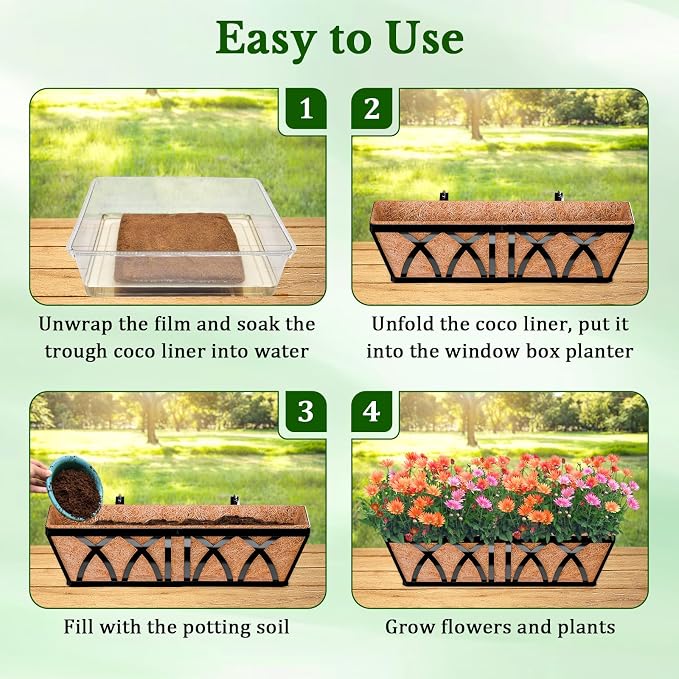 Halatool 2 Pack 30 Inch Window Box Liners Pre-Formed Trough Coconut Liner - Image 6