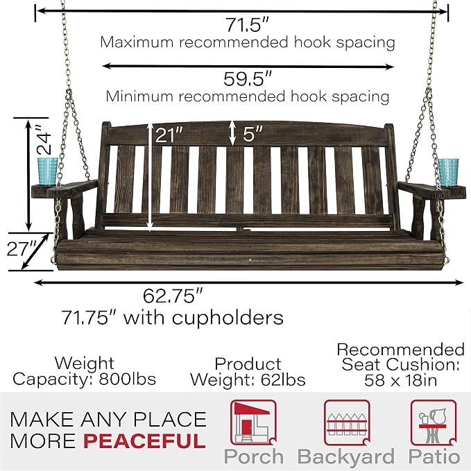 Amish Casual Heavy Duty 800 Lb Mission Treated Porch Swing - Image 5
