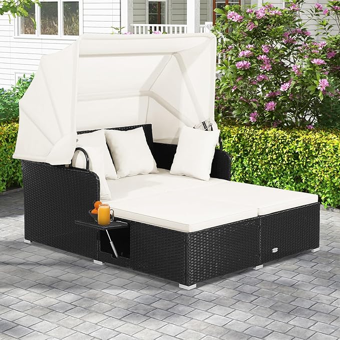 ORALNER Outdoor Daybed, 2-Person Wicker Patio Sofa by ORALNER