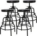 LOKKHAN 4-Pack Industrial Bar Stools, Heavy-Duty Black Metal Frame by LOKKHAN