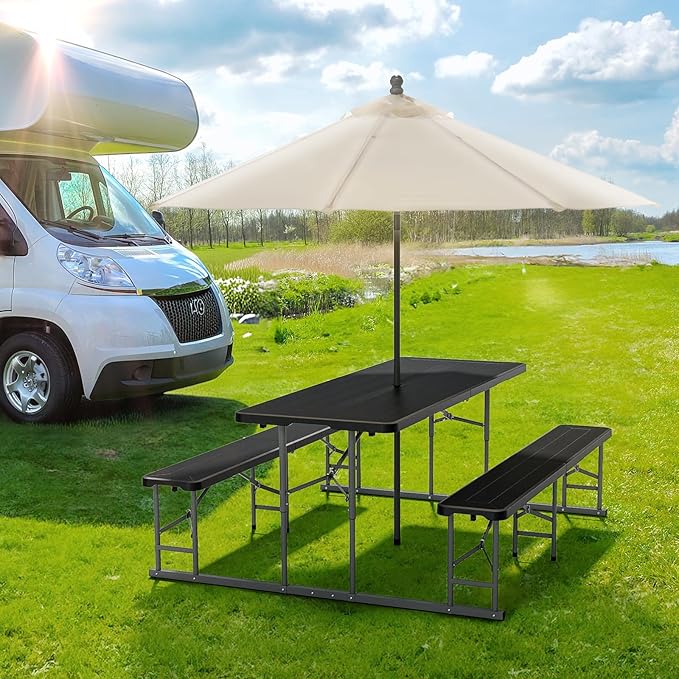 VINGLI Folding Picnic Table and Bench Set, Portable Outdoor Dining Furniture - Image 5
