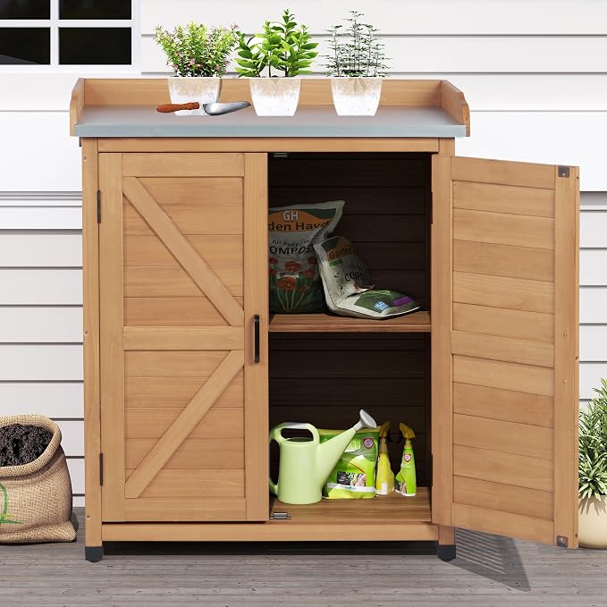 Outdoor Storage Cabinet & Potting Bench Table - Image 7