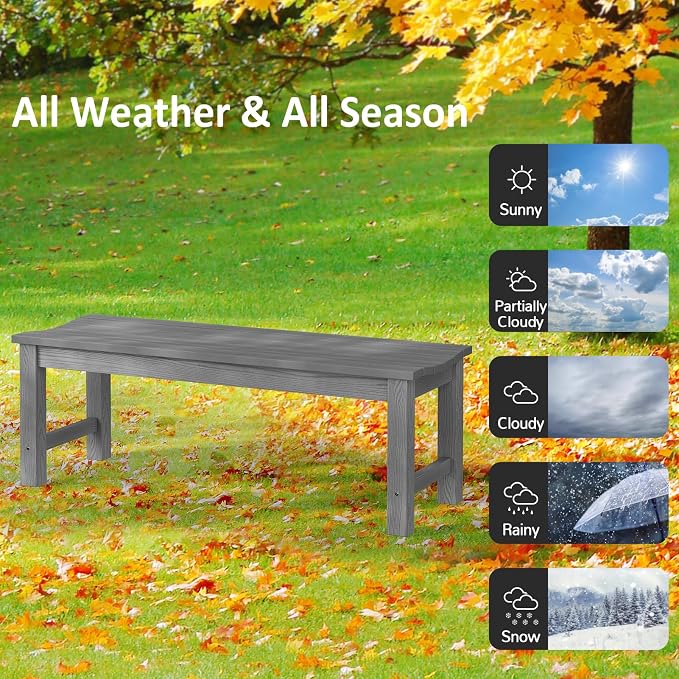 Outdoor Bench, 2-Person Patio Backless Bench Holds up to 800lbs, Weatherproof - Image 5