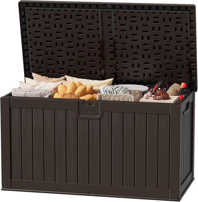 JUMMICO 250 Gallon Outdoor Resin Deck Box by JUMMICO