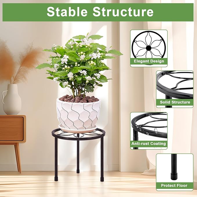 VECELO Metal Plant Stands Set of 5, Round Plant Holder - Image 4