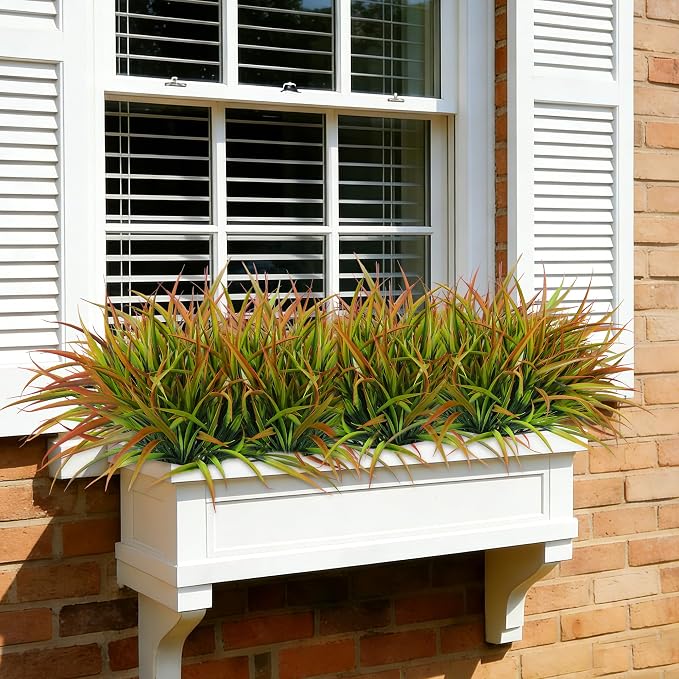 Ivydale 12Pcs Artificial Plants Outdoor Fake Plastic Grass Spring Decor UV - Image 5