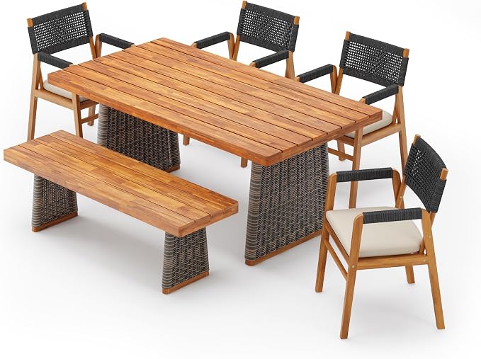 Christopher Knight Home Pasco Acacia Wood Outdoor Dining Table Set - Image 3