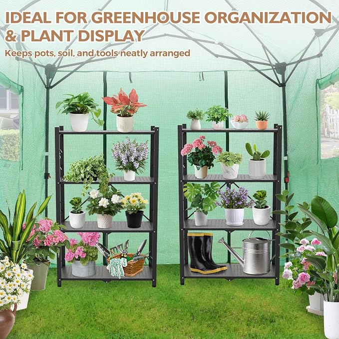 EAGLE PEAK 4-Tier Foldable Greenhouse Shelf, Heavy Duty Metal Storage Rack - Image 5