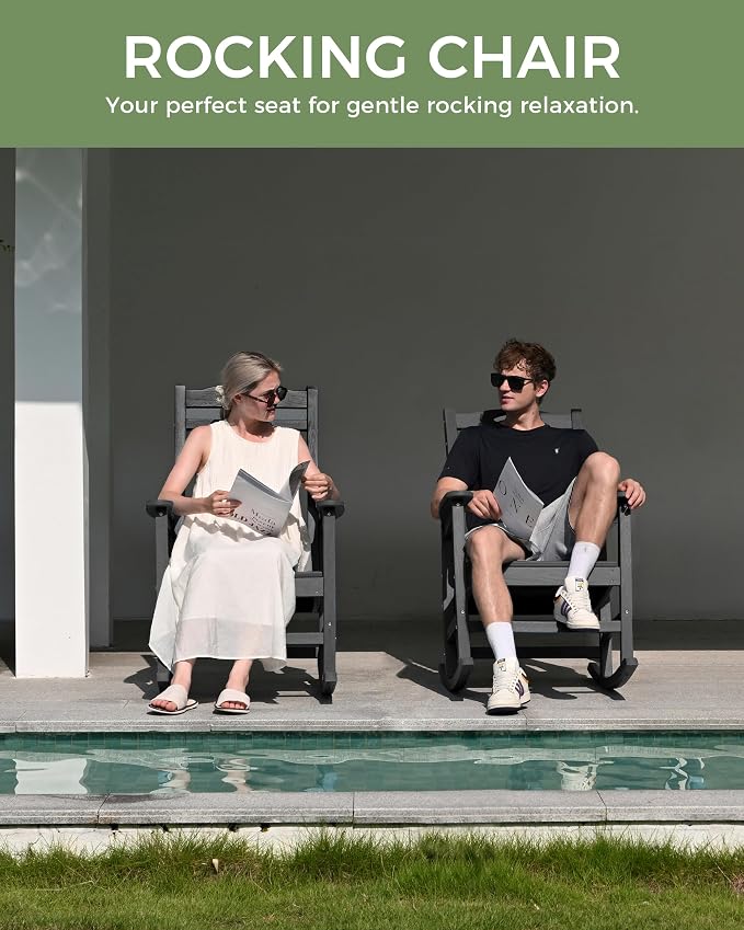 Oversized Outdoor Rocking Chair, HDPE All Weather Resistant Patio Rocking Chair - Image 7