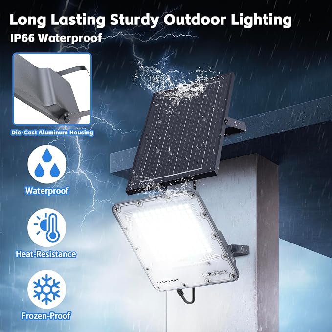 200W Solar Flood Light Outdoor 40000LM 6500K LED Solar Street Light - Image 5