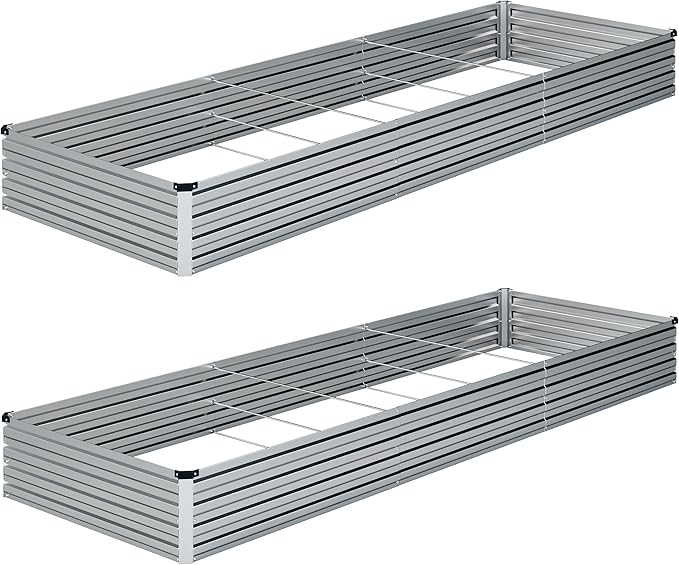 10×3×1FT Galvanized Raised Garden Bed Kit, Metal Planter Boxes, Large Outdoor by ZUNUDA