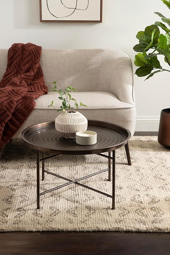 Kate and Laurel Mahdavi Modern Round Outdoor Coffee Table; 25 x 25 x 16; - Image 4