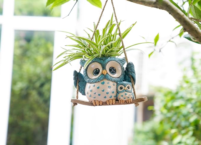 Swing Owl Hanging Planters for Indoor Plants, Cute Small Succulent Pots - Image 7