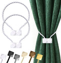 Hion Magnetic Curtain Tiebacks White 2pcs, Curtain Tiebacks Buckles Holdbacks by Hion