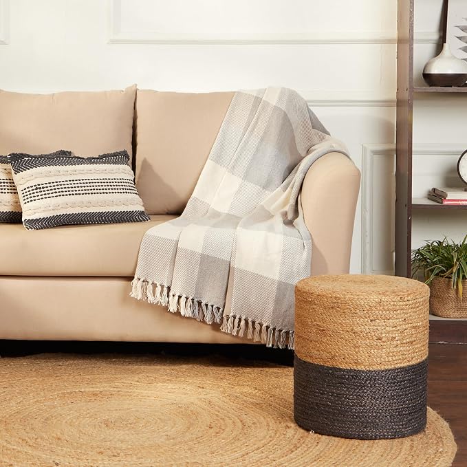 REDEARTH · Cylindrical Pouf Foot Stool Ottoman - Image 6