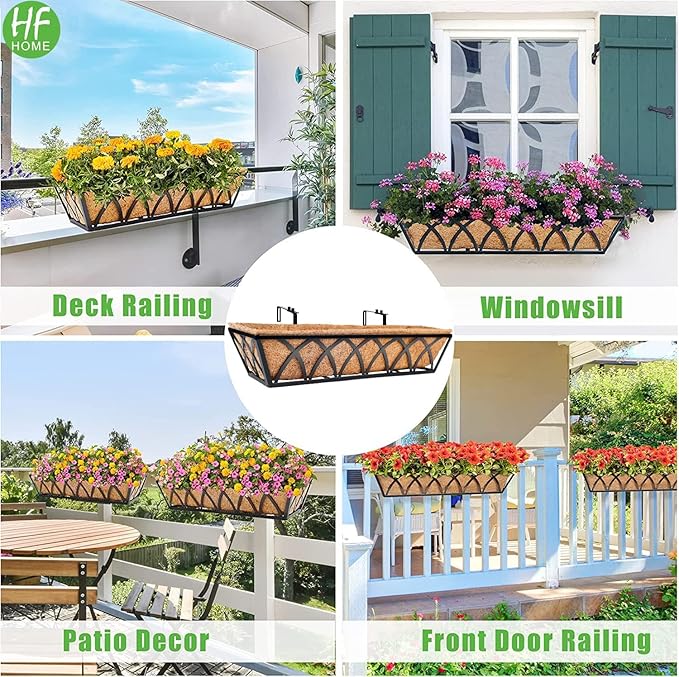 HFHOME 24 inch Window Deck Rail Planter Including Coco Liner - Image 8