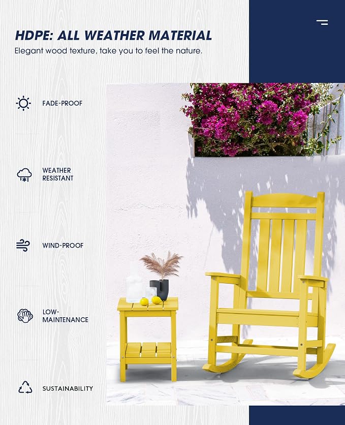KINGYES HDPE Rocking Chairs Outdoor, Patio Rocking Chairs - Image 8