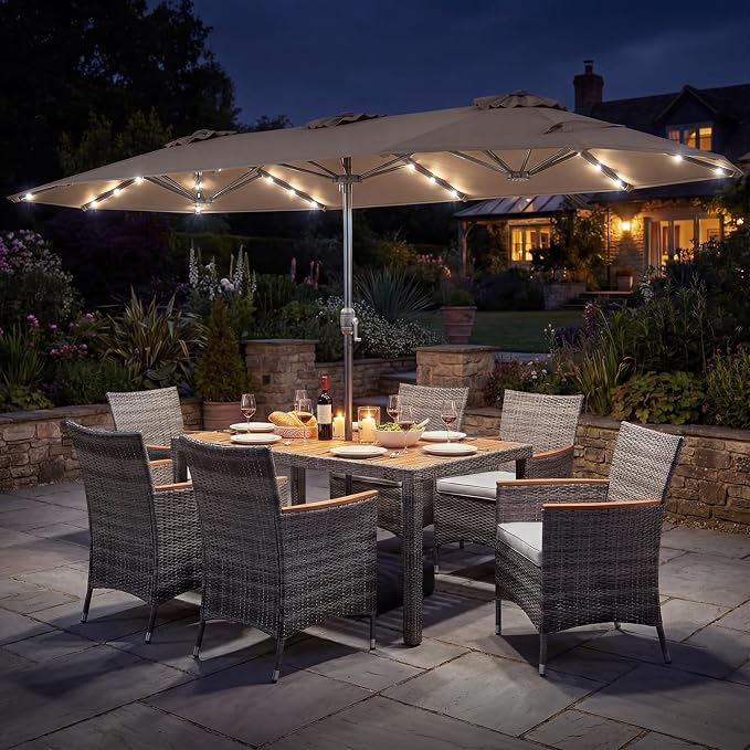Tangkula 9 Pieces Rattan Outdoor Dining Set by TANGKULA