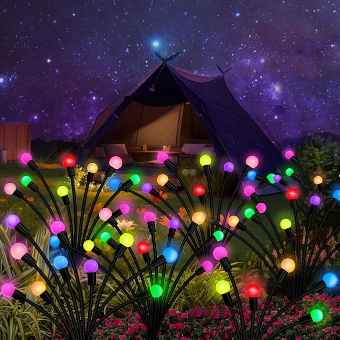 Kohlrabi Solar Garden Lights Outdoor, 6 Pack 60 LED Solar Firefly Lights - Image 6