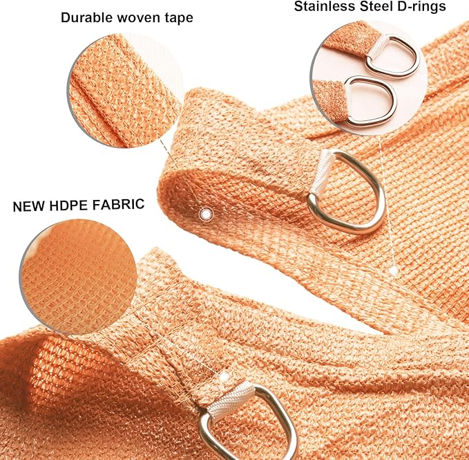 SUNLAX Sun Shade Sail 12' x 13' Peach Fuzz Rectangle Canopy Sail Shade Cover UV - Image 3
