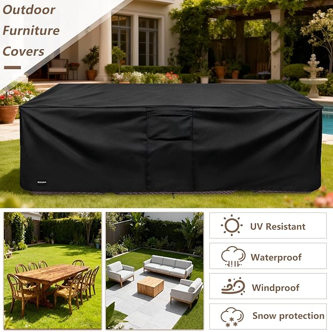 Rectangular Patio Furniture Covers, Upgraded 600D Heavy Duty Outdoor Furniture - Image 4