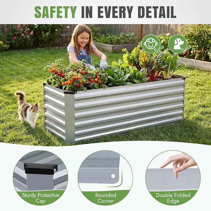 INNO STAGE 4x2x2ft Galvanized Raised Garden Bed, Raised Garden Bed Kit-Metal - Image 4