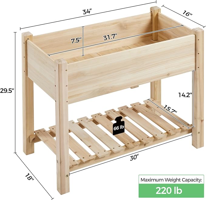 Yaheetech 34x18x30in Raised Garden Bed, Planter Box - Image 3