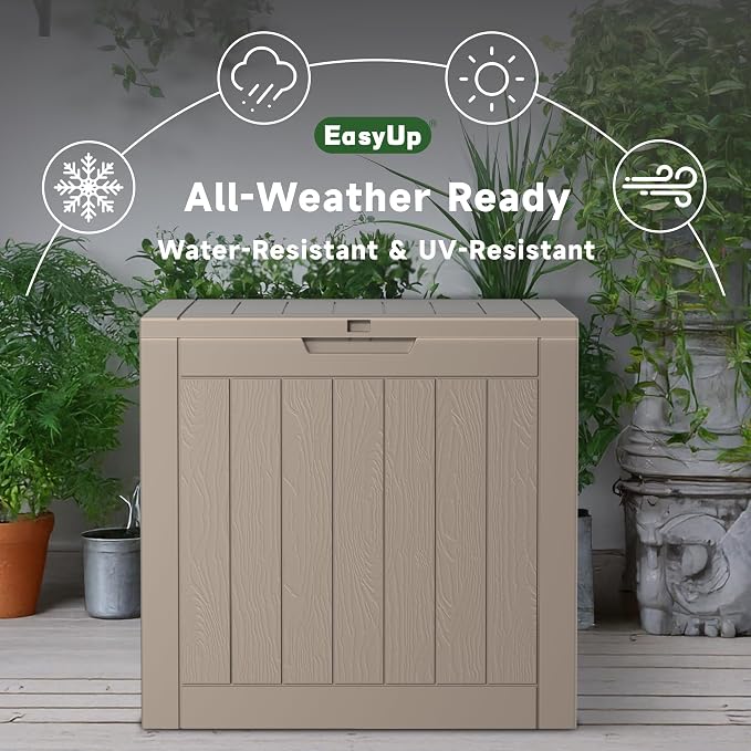 EasyUp 36 Gallon Outdoor Storage Box Waterproof, Resin Outdoor Deck Box - Image 4
