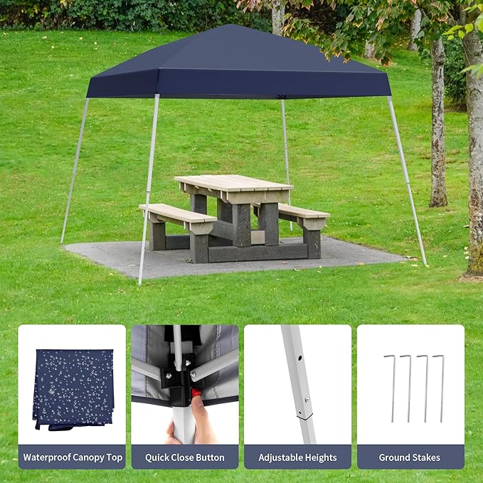 Canopy Tent, 10X10 FT Pop Up Canopy Outdoor Instant Tent Slant Legs - Image 3