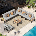 Aluminum Modular Outdoor Patio Furniture Set, 8 Seats Sectional Sofa Set by Oasbira