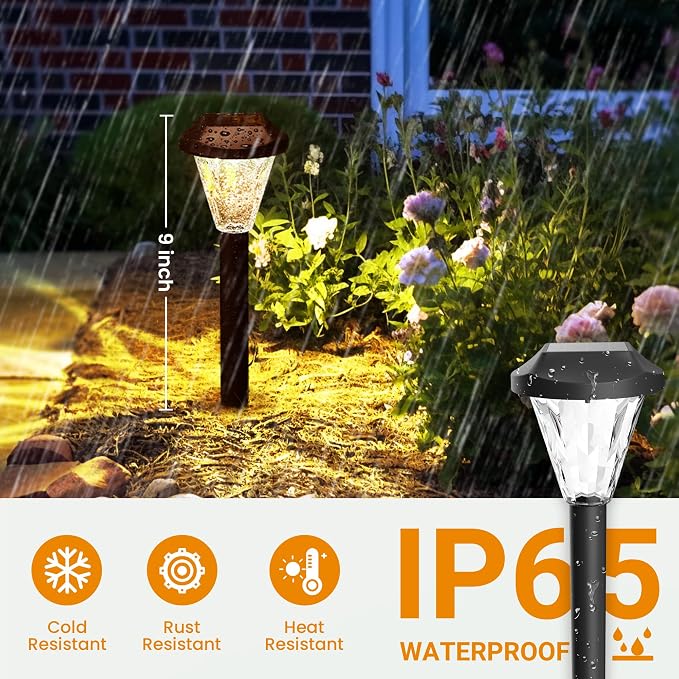 GIGALUMI 8 Pack Solar Lights Outdoor Waterproof, Outdoor Solar Lights - Image 2
