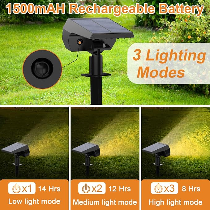 WELALO Solar Spot Lights Outdoor, 2-in-1 Solar Landscape Spotlights, Solar - Image 2